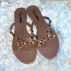Studded Jelly Thong Sandals